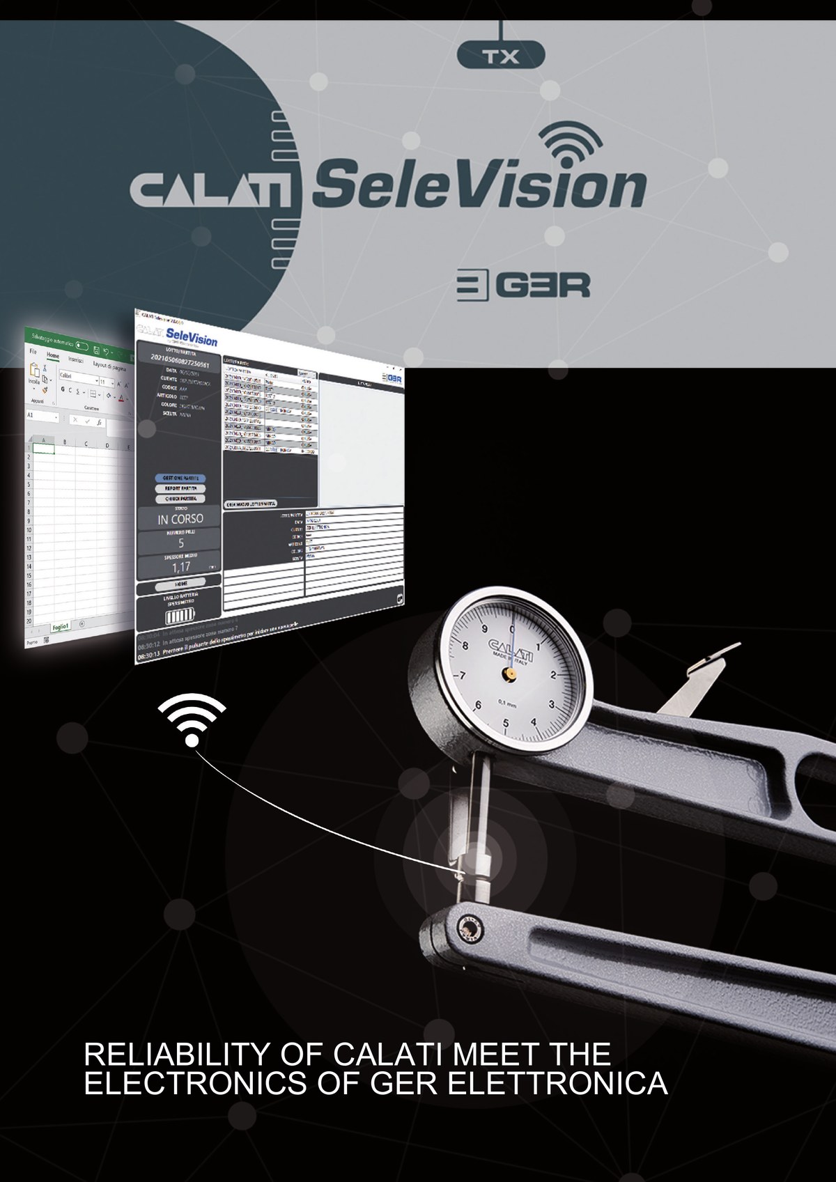 Calati Selevision wireless GER electrónica para transmisión de datos del medidor de espesor